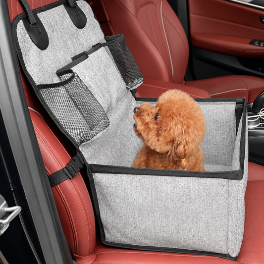 Dog Car Booster Seat for Small Dogs – Front Seat Pet Travel Seat with Storage Pockets